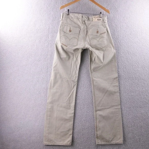 Vintage Tab Levis Mens Slim Straight Tan Twill Chino‎ Pants 32x32 Flap Pockets - Picture 3 of 9
